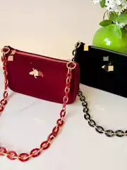 Cross-Border Supply Gift Items Red and Black Velvet Bee Bag Handmade DIY Transformation Underarm Bag Shoulder Handbag