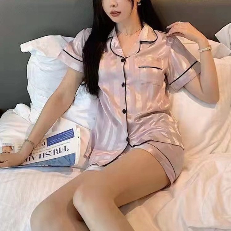 ins网红花边长袖简约黑春秋季长袖长裤开衫睡衣女甜美宽松家居服