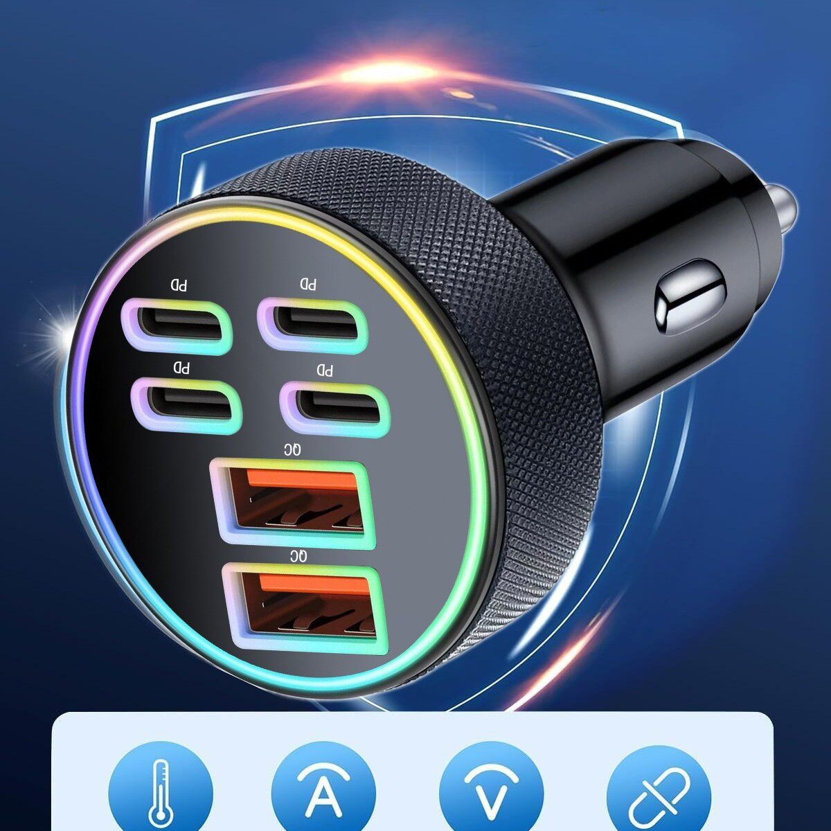 Car Charger Mobile Phone Cigarette Lighter Conversion Plug Car Charger Socket Car Interface Cross-Border Type-C Charger