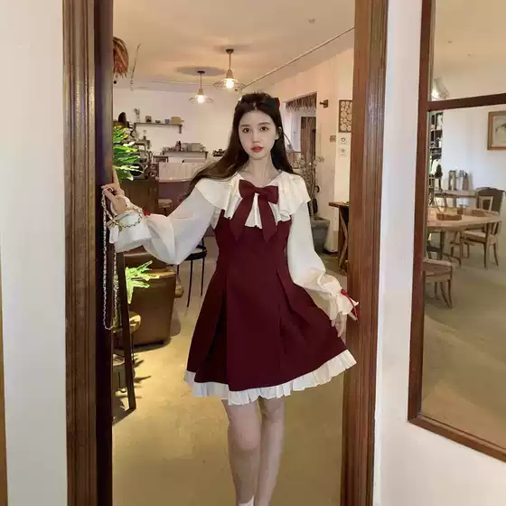 2024 New French Style dress Women's Early Autumn New Bow Skirt Casual dress