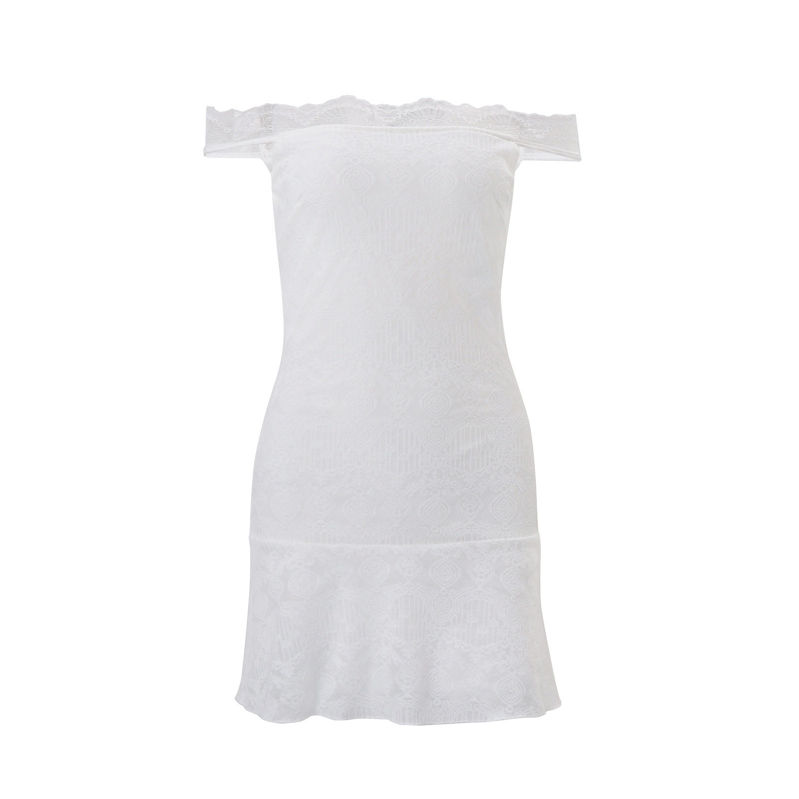 Off Shoulder Lace Trim Bodycon Dress Elegant Slim Fit Summer Style Perfect for Parties and Special Occasions