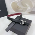 3.0cm wide wine red with black pattern silver buckle