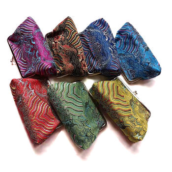 Mouth gold bag artistic National style silk coin purse iron clip wallet clutch commemorative small gift Silk money bag New