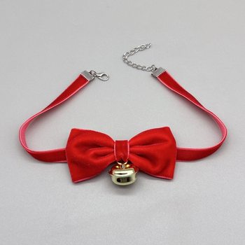 Christmas Red Bow Bell Choker New Necklace Short Sexy Black Clavicle Chain Wholesale