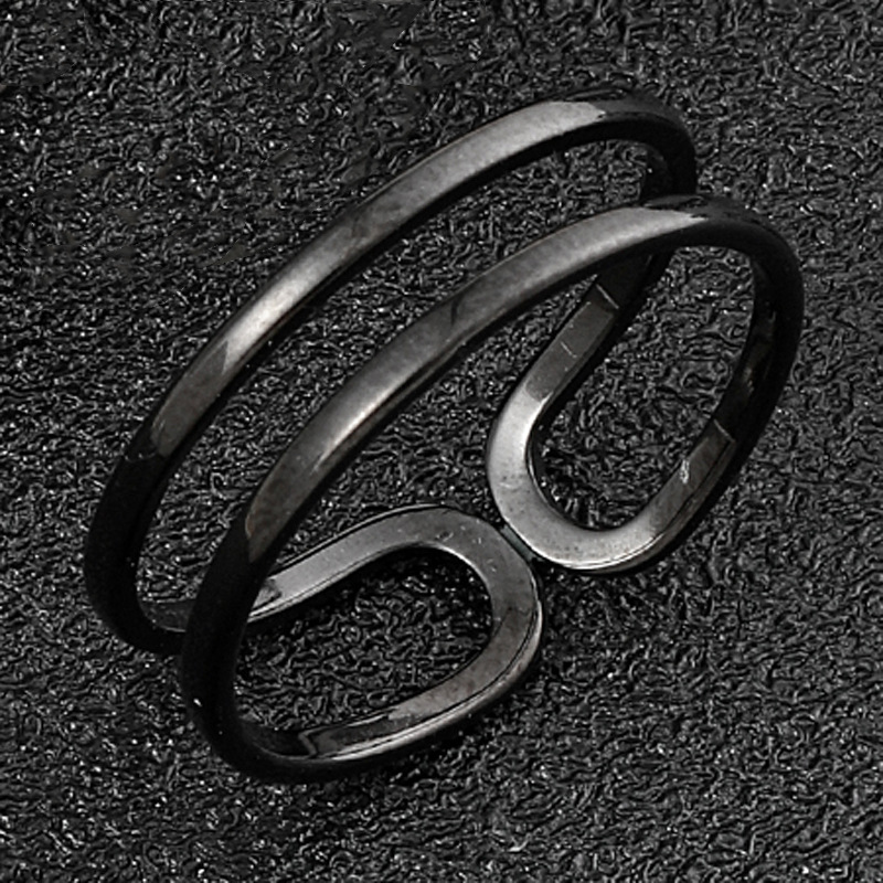 钛钢戒指三件套饰品 不掉色设计小众开口可调节 套装素圈指环厂家