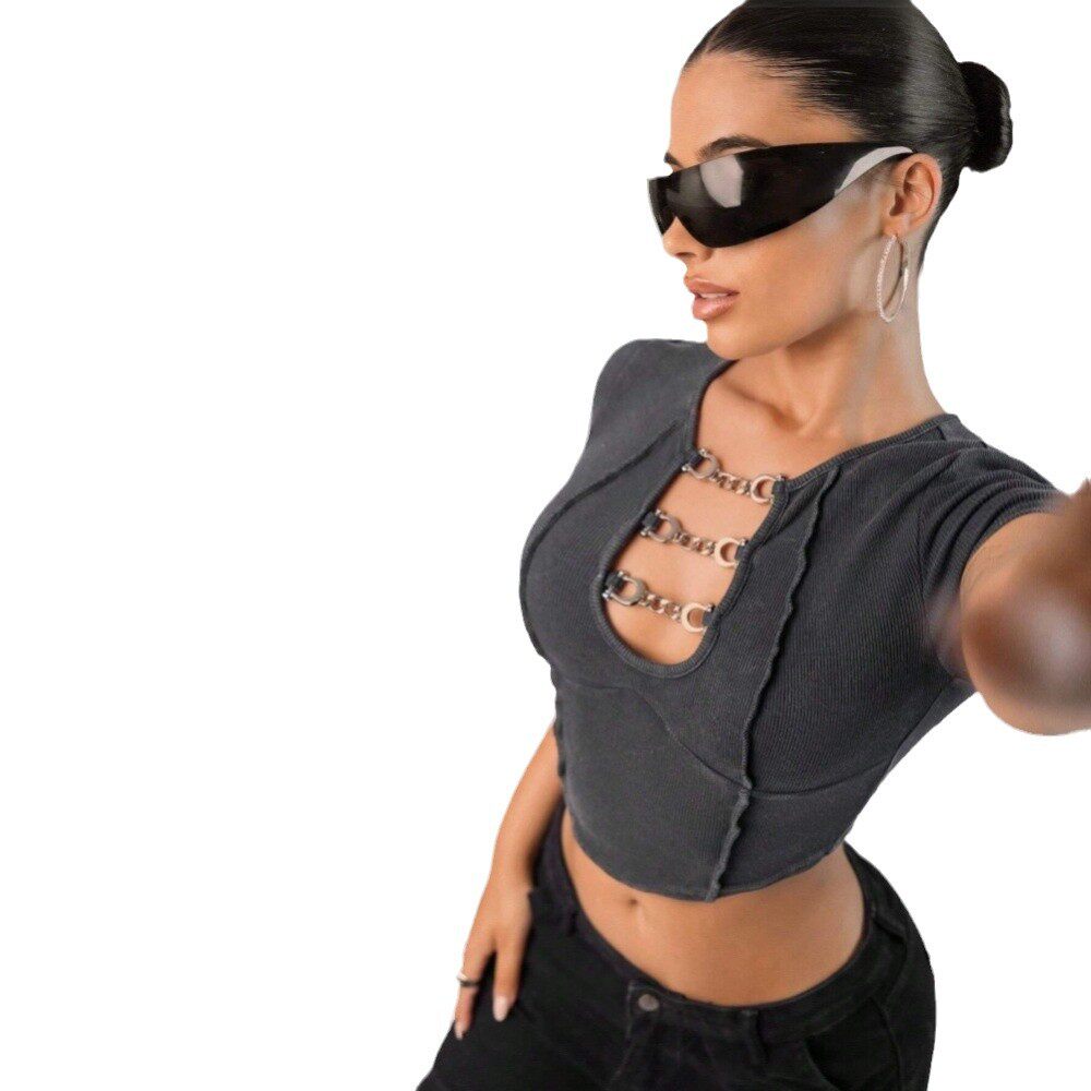 Trendy Womens Crop Top Short Sleeve Stylish Design Breathable Fabric Spring Summer Fashion Wholesale Available