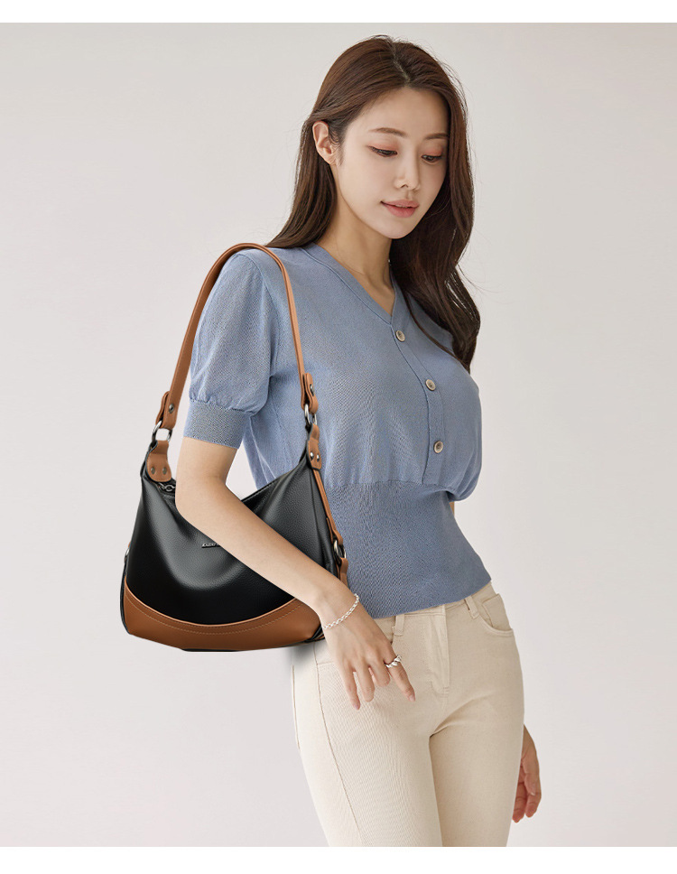 Túi đeo chéo nữ chất liệu PU mềm dáng vuông nằm ngang nhiều ngăn — đen, màu đỏ, màu nâu sẫm, màu vàng