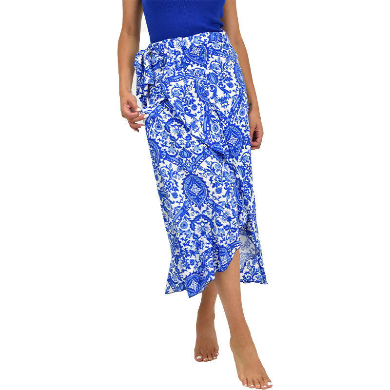 Vintage Paisley Print Asymmetrical Midi Skirt Retro Style Bohemian Vibe Perfect for Summer Wholesale Available