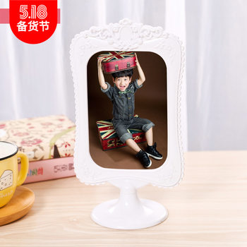 Creative 6 Inch Nordic Style Simple Photo Frame European Style Flower Plastic Photo Frame Plate Double Sided Photo Frame