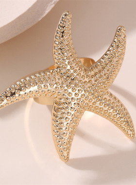 RZ0827跨境欧美夸张金属女戒指夏日海洋风度假风女生戒指环饰品