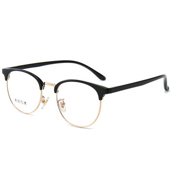 6214 New Trendy Retro Literary Men and Women Can Use Glasses Frames Wholesale Semi-Metallic Frames Anti-Blue Light Flat Light