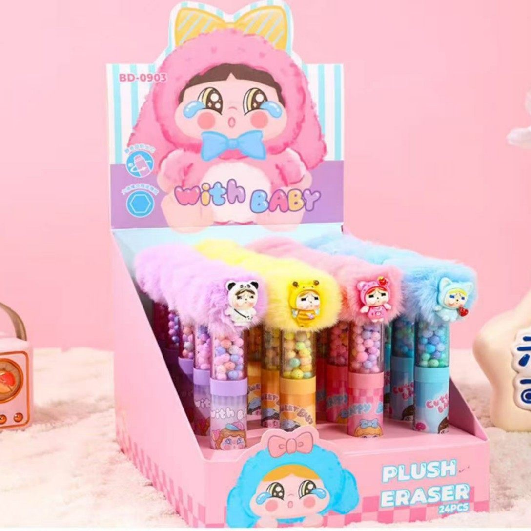 Kapibala Plush Doll Eraser Rotating Core Cute Cartoon Bear Warm Fur Ball Decompression Eraser