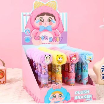 Kapibala Plush Doll Eraser Rotating Core Cute Cartoon Bear Warm Fur Ball Decompression Eraser
