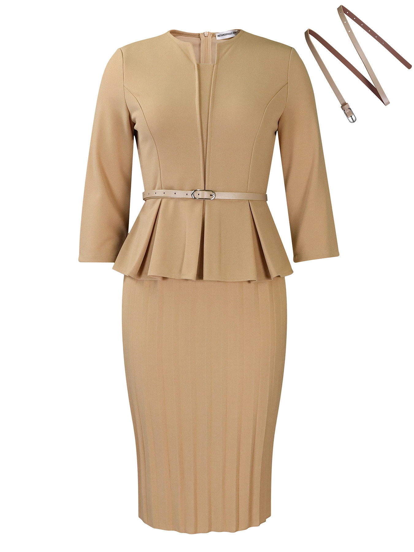 V Neck Ruffle Hem Pencil Skirt High Waist Slim Fit Elegant Design Winter Office Wear for Women Wholesale Available