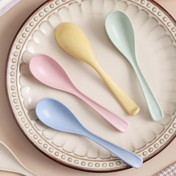 Korean-Style Wheat Straw Tableware Stirring Spoon Rice Spoon Children's Supplementary Food Cute Spoon 4-Piece Set Environmentally Friendly Material