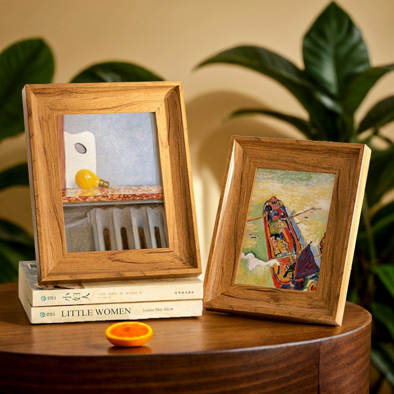 Casual Retro Photo Frame Table Square Picture Frame 6 Inches 8inch 10inch Photo Frame Wall Hanging Photo Frame Puzzle Oil Painting Frame