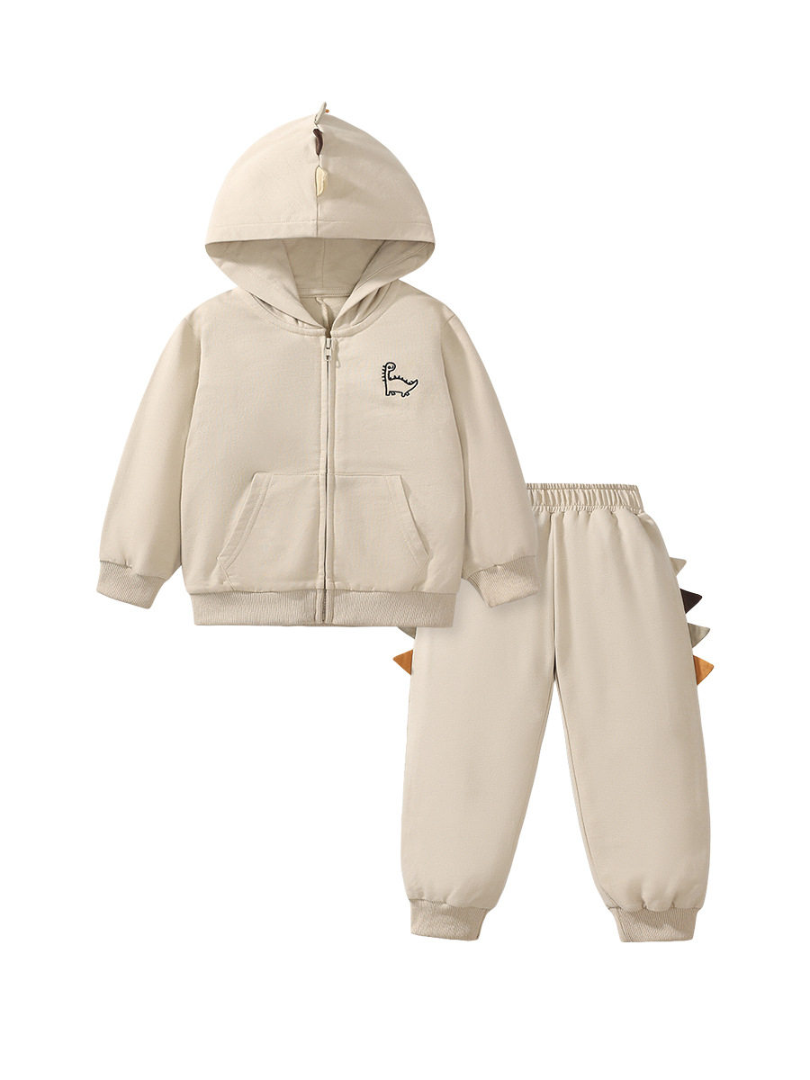 Custom Casual Boys' Set, Trendy Kids' Outfit, Cotton Autumn Hooded Set