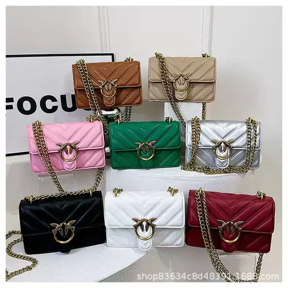 Cross border wholesale diamond grid chain swallow bag 2025 new versatile small square bag fashionable and stylish single shoulder crossbody bag