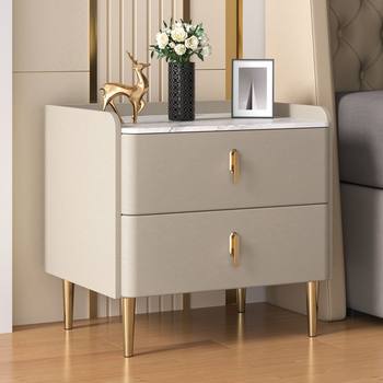 Light Luxury Bedside Table All Solid Wood Bedroom Modern Simple Storage Small Cabinet Bedside Slate Small Bedside Storage Cabinet