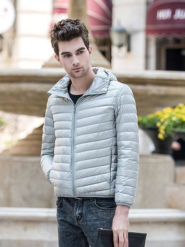 Cross-border supply new lightweight down jacket men's young and middle-aged short plus size hooded slim down jacket winter