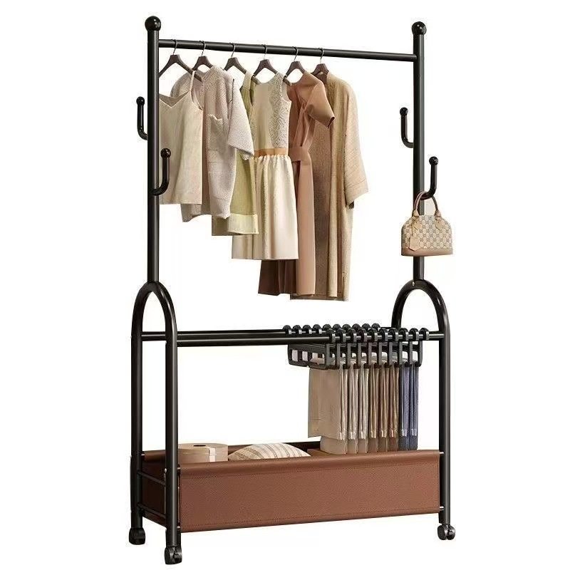Clothes Rack Floor-Standing Bedroom Household Coat Rack Trouser Rack Integrated Balcony Clothes Drying Rack Simple Mobile Clothes Hanging Rack