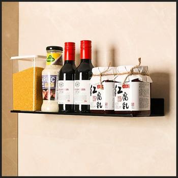 Kitchen Seasoning Storage Rack Wall-mounted Non-perforated Oil-releasing Salt Sauce and Vinegar Seasoning Storage Artifact Small Narrow Shelf