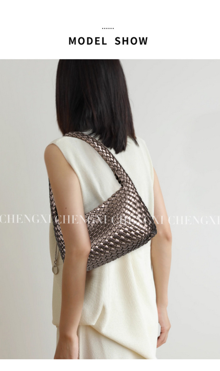 Túi xách nữ mini dáng hộp đan thủ công, túi đeo vai và đeo chéo tiện lợi — B2503 # bạc, B2503 # Màu mơ., B2503 # Màu trắng ngà, Nhà máy riêng, có thể tùy chỉnh theo yêu cầu.