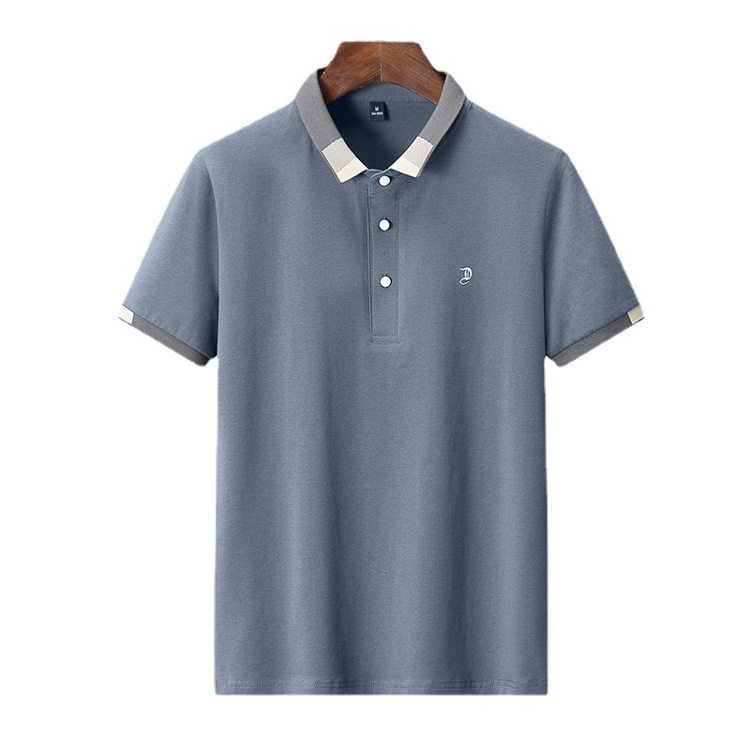 Men's Short-Sleeved T-Shirt Solid Color Slim-Fit Lel Men's Top 2024 Men's T-Shirt Clothes Men's Fashionable Polo Shirt T
