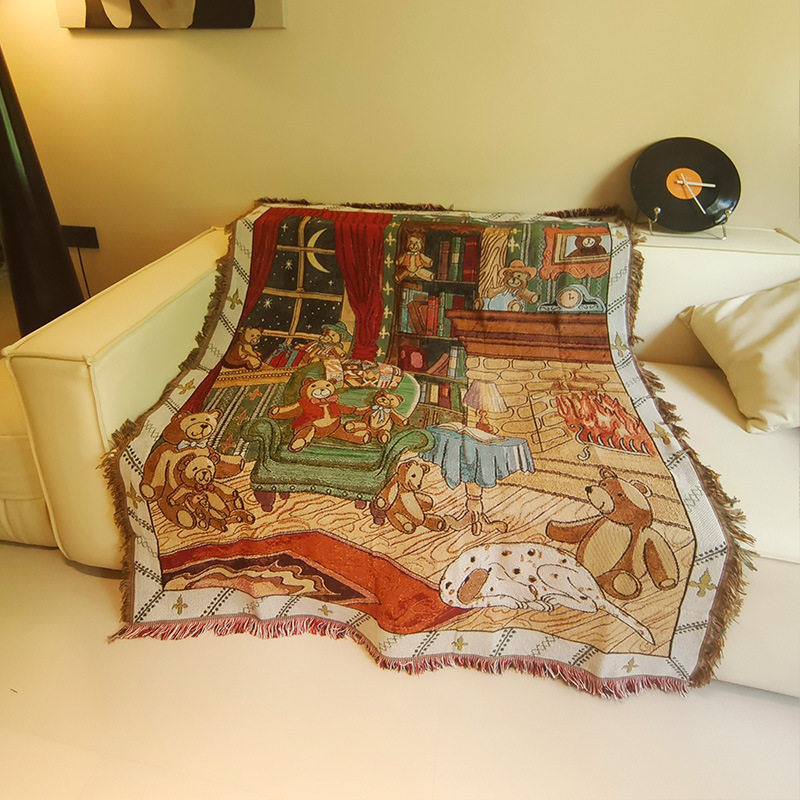 Cute Cartoon Anime Blanket Throw Rug Dustproof and Stain-Resistant One-Piece Sofa Cover Ins Tapestry Decorative Rug Wholesale