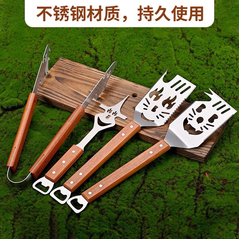 Wholesale Creative Outdoor Barbecue Tools Multifunctional Shovel Fork Clip Stainless Steel Bbq Combination Barbecue Set Handbag