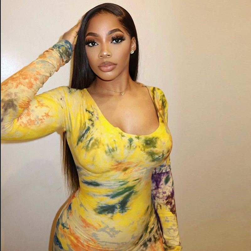 Vintage Floral Bodycon Dress for Women Long Sleeve Round Neck Slim Fit Versatile Style Perfect for Casual or Formal