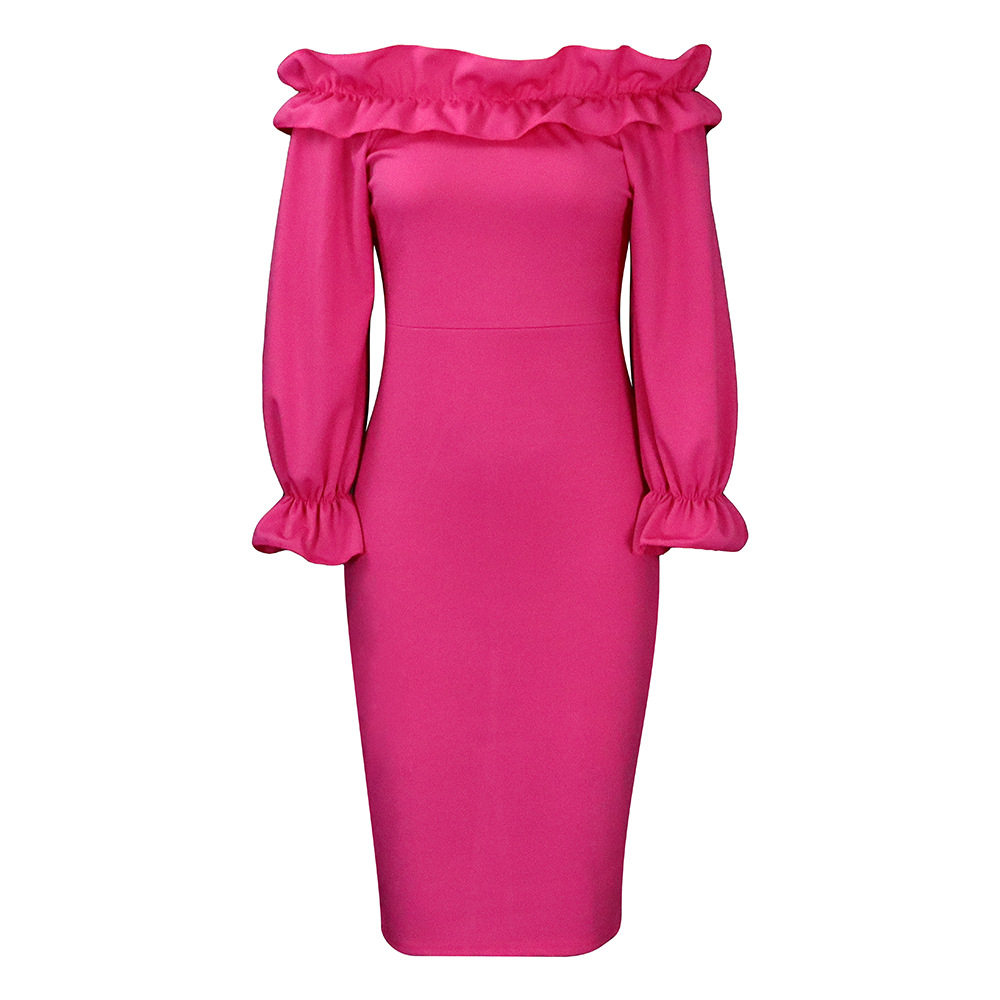 Off Shoulder Long Sleeve Dress Elegant Fit Plus Size Autumn Style Wholesale Womens Fashion Apparel