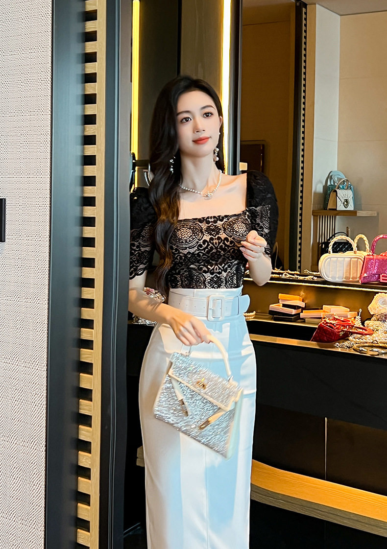 Chân váy bút chì nữ ôm eo cao dáng midi phong cách Pháp — [Đen], [Trắng], [Đỏ] chi tiết 27