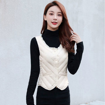 Autumn and Winter Light Down Vest Women's Short Slim-fit Mother Warm Vest Inner Waistcoat