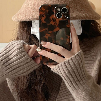 Ins Personalized Tortoise Shell Case Suitable for Apple 17Promax Phone Case Iphone14Plus Anti-Drop 13/15 Korean Style 16
