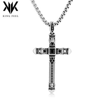 Cross-border Retro European and American Personality Stainless Steel Cross Necklace Men's Niche Punk Titanium Steel Pendant Sweater Chain