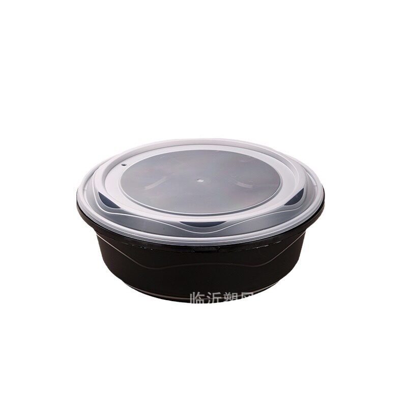Round Anti-Theft Lockable Lunch Box, Takeout Packaging Box, Soup Noodle Spicy Hot Pot Lobster Fast Food Box with Lid, Microwaveable