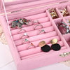 Fashionable Simple Large Capacity Portable Multi-grid Suede Exquisite Jewelry Box Earrings Necklace Ring Storage Box