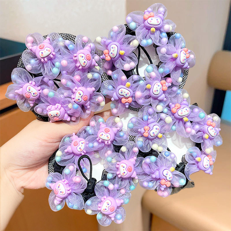 Children's Kulomi Plate Hair Net Little Girl Cute Cartoon Korean Style Flower Dance Marubeni Head Net Pocket Performance Hair Circle