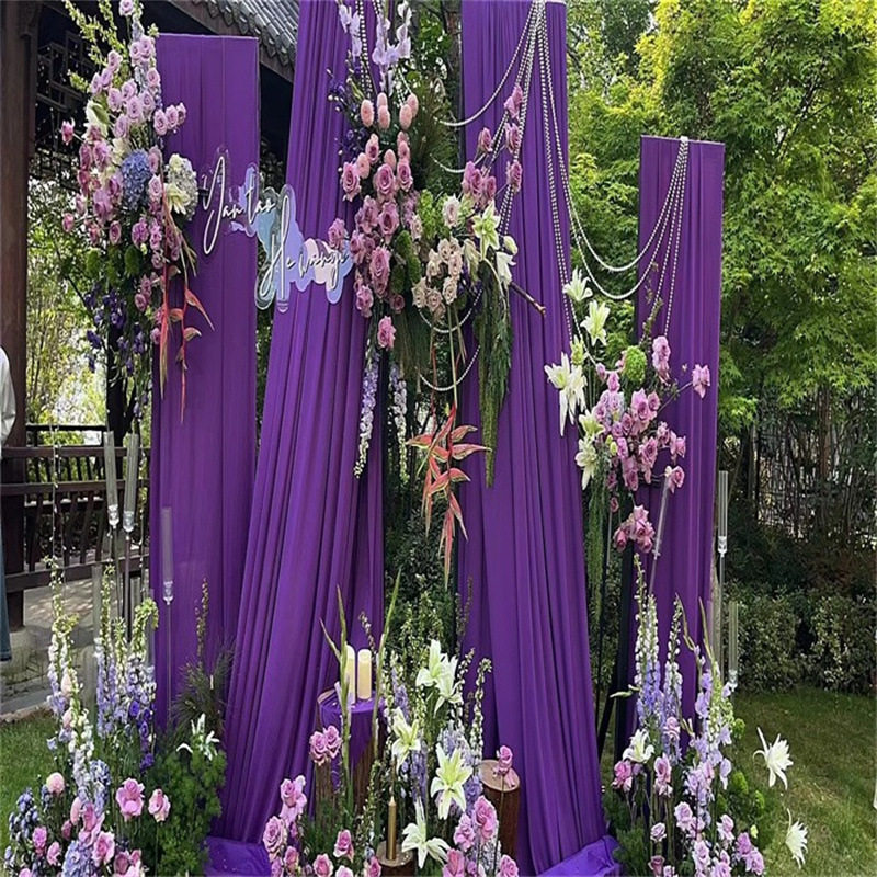 Purple Veil Milk Silk Double-sided Elastic Veil Ceiling Wedding Elastic Cloth Auditorium Stage Background Cloth Decorative Valance