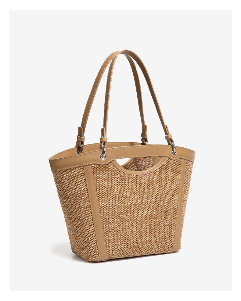 Túi tote nữ đan cói đi biển dáng xô quai đôi — W2285 # đen