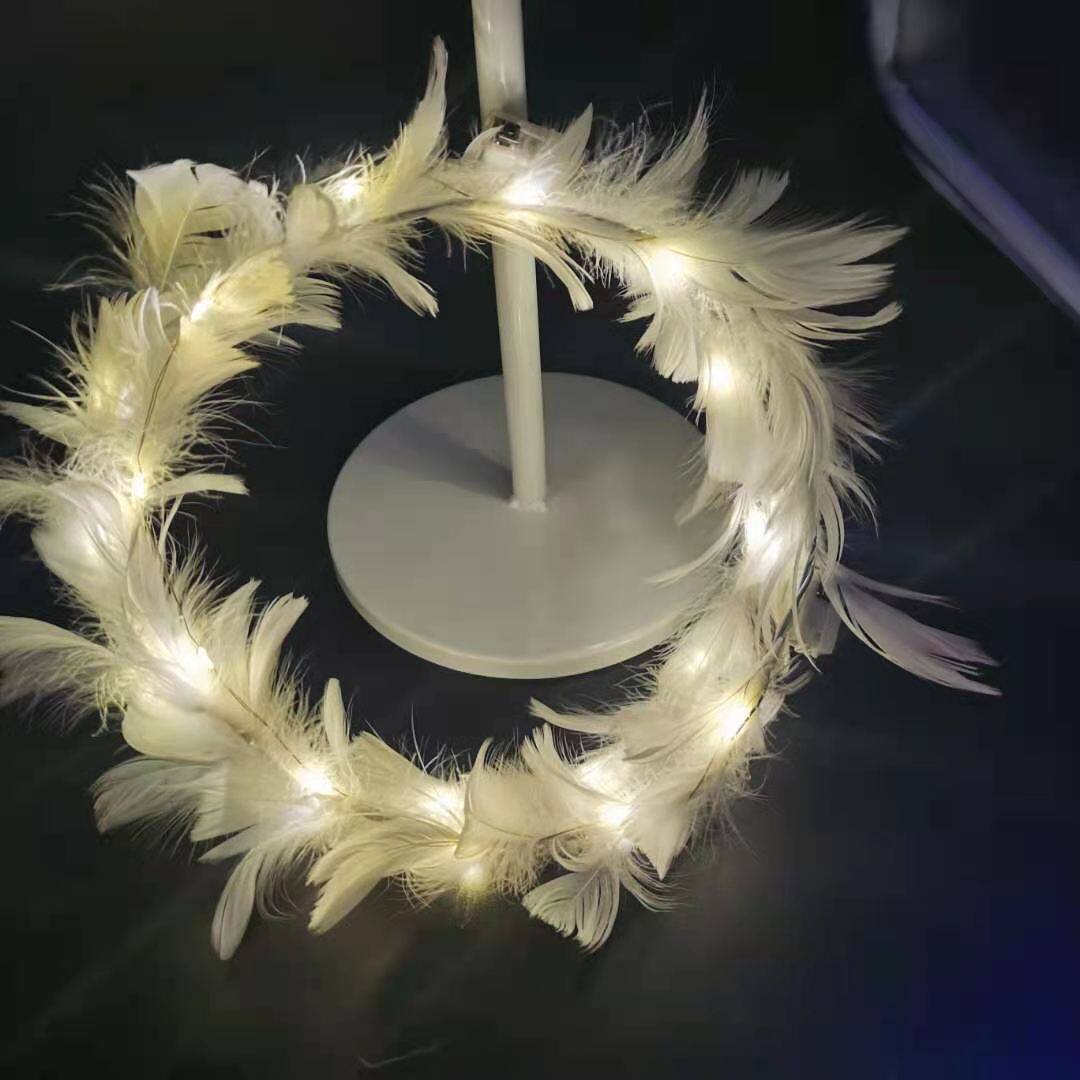 发光皇冠天使翅膀羽毛发箍舞台节日头饰仙女头环发光玩具批发夜市