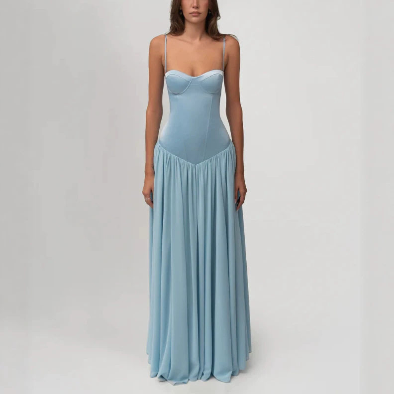 Elegant Strapless Maxi Dress Sexy Fitted Bodice Flared Skirt Perfect for Parties Wholesale Available