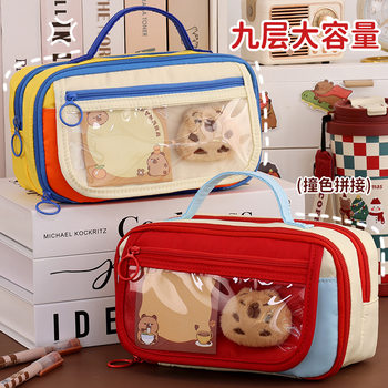 New Large Capacity Retro Pencil Case for School Opening Season Light Luxury High-Level Dirty-Resistant Stationery Box for Girls