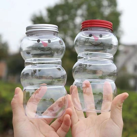 Cute Christmas Snowman Internet celebrity transparent milk tea cup cold drink cup cartoon milk tea cup food grade beverage bottle
