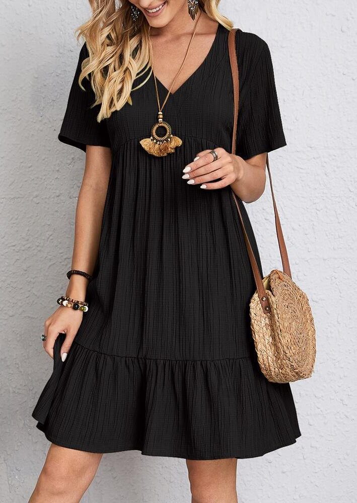 Loose Casual Short Sleeve High Waist Flowy Dress Summer Collection Womens Fashion Wholesale Available