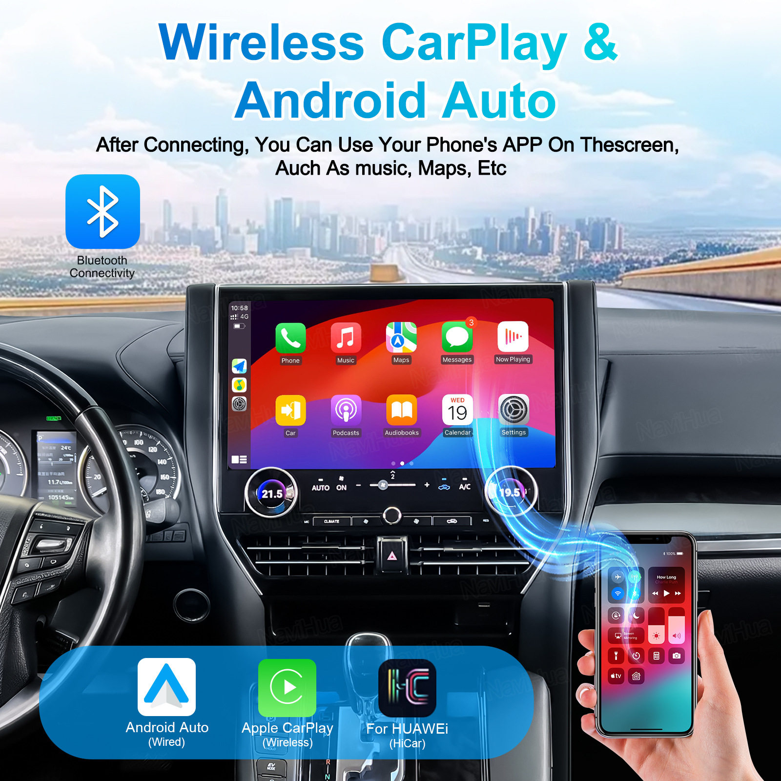 Suitable for Toyota Alphard 30/35 to 40 Series Giant Screen Central Control Screen 16.8inch Android Car Navigation All-In-One Machine