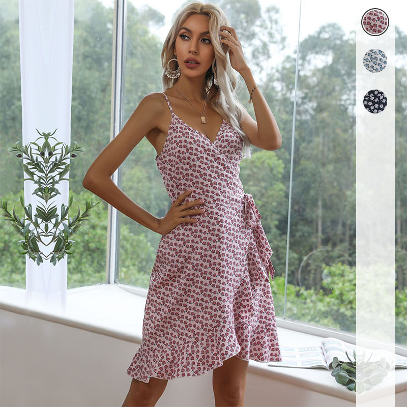 Summer Womens Irregular Print Cami Dress Trendy Design Lightweight Fabric Comfortable Fit Perfect for Casual Outings