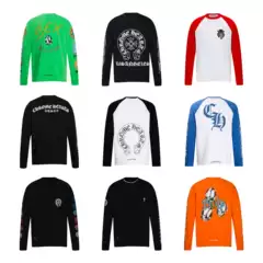 Cross-Border Trendy Brand Chrome Hear Long-Sleeve T-Shirt Round Neck Pure Cotton Unisex Versatile In-Stock Wholesale