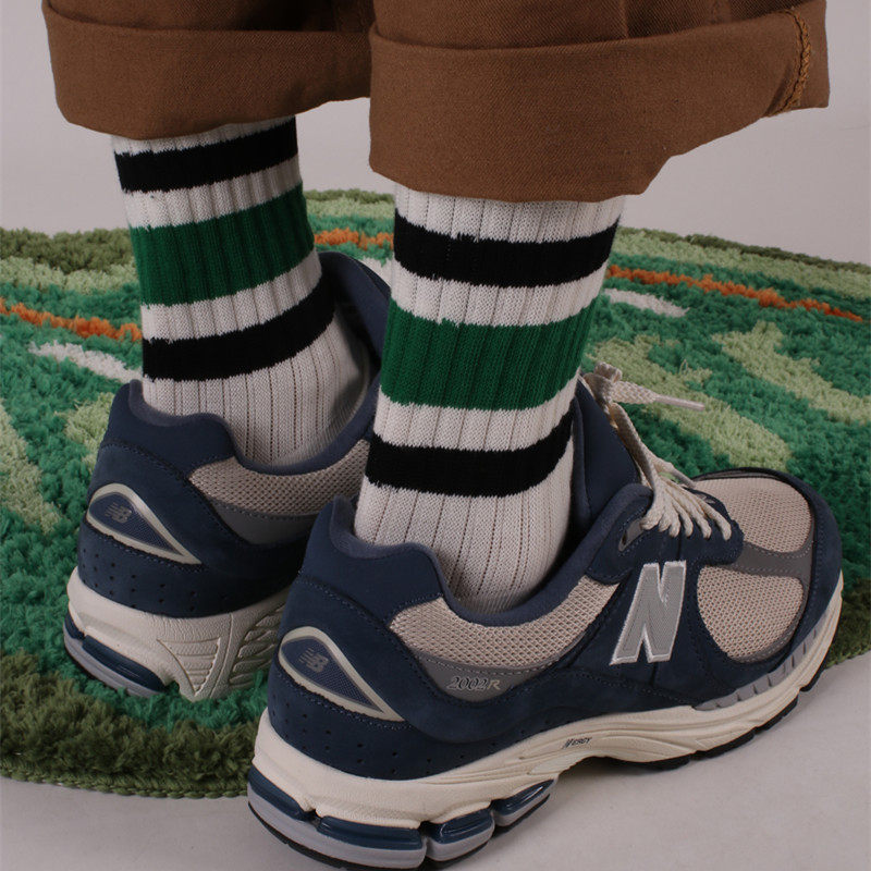 潮牌cityboy日系粗线条纹长袜女堆堆袜棉运动复古中筒袜子男ins潮